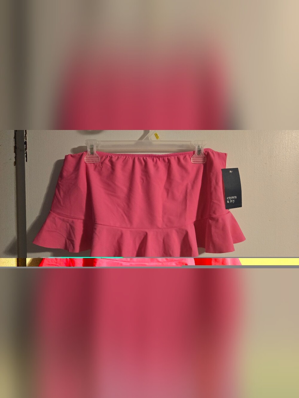 crown & ivy Hot Pink Ruffle Hem Swim Skirt